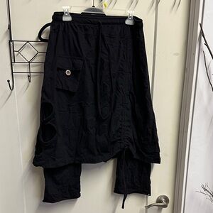 Creative Design Black Layered Skirt Pants XL